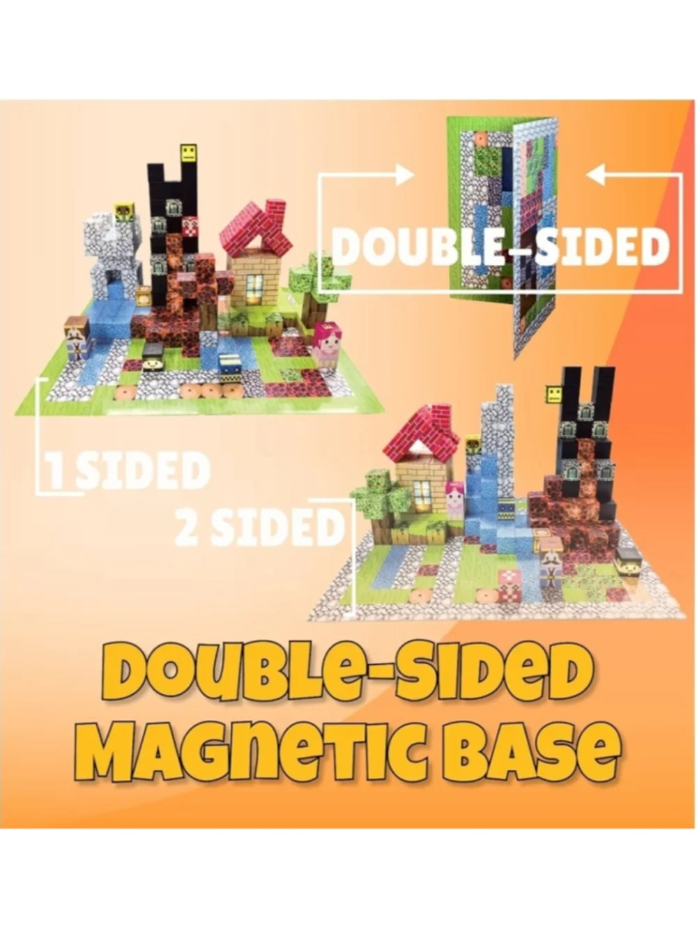 200 PCS Magnetic Building Blocks Set with 15 LED Light-Up Blocks, Replaceable.